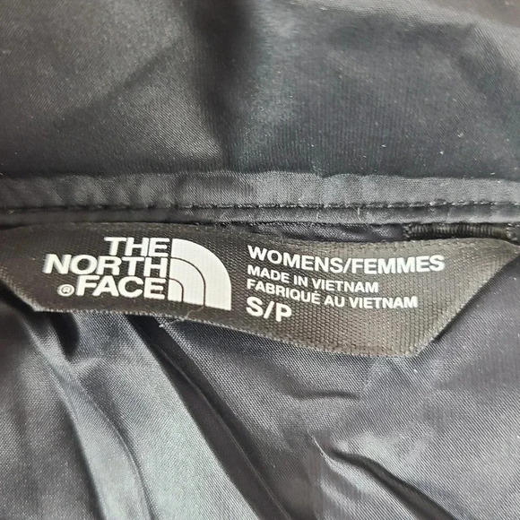 The North Face Puffer Jacket Women's Size Small Black Pink Zipper Goose Down - Picture 3 of 4